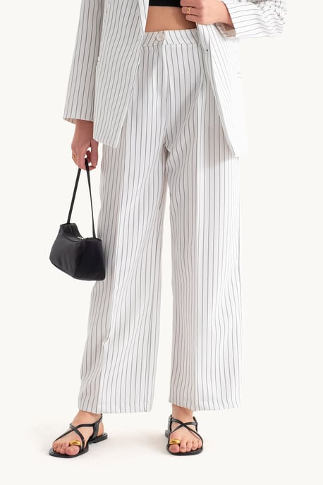 Striped Blazer with Flower Detail & Straight Leg Trousers Coord - Image 6