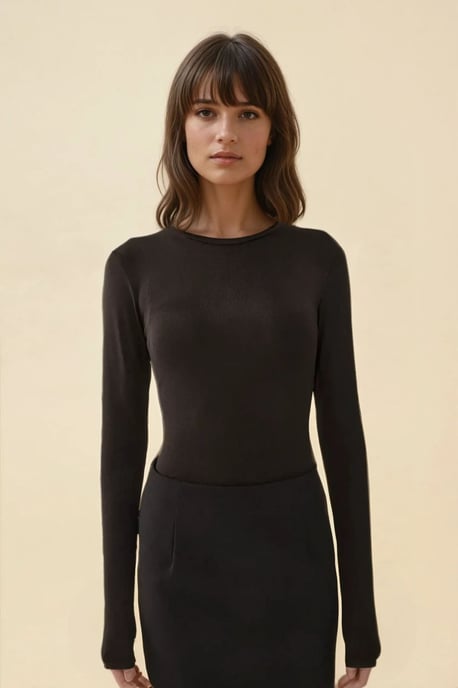 Slim Fit Rundhalsad Långärmad Topp - Image 2