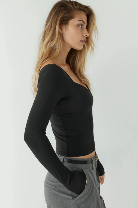 Deep V Long Sleeve Top - Image 3