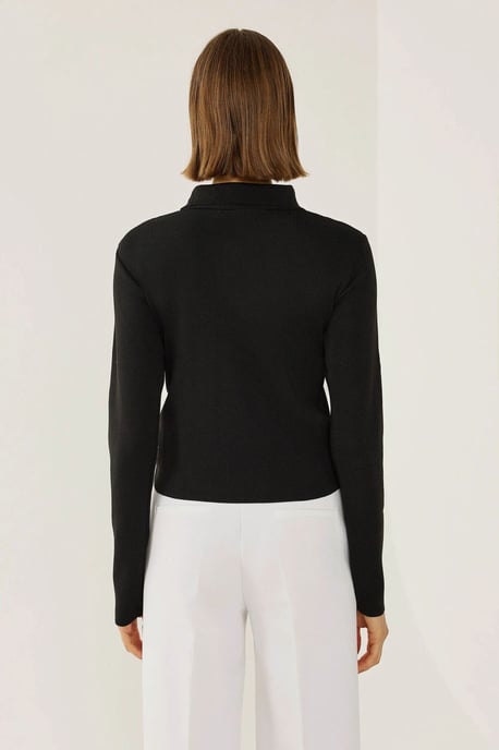Slim Fit Stickad Topp med Knappdetalj - Image 5