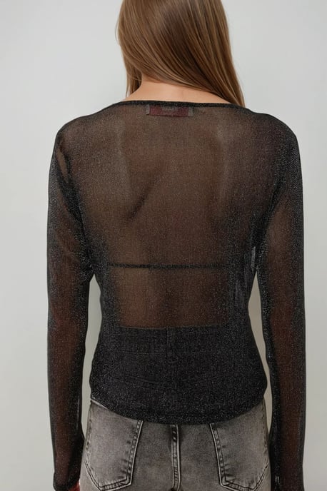 Glittrig långärmad transparent topp - Image 4