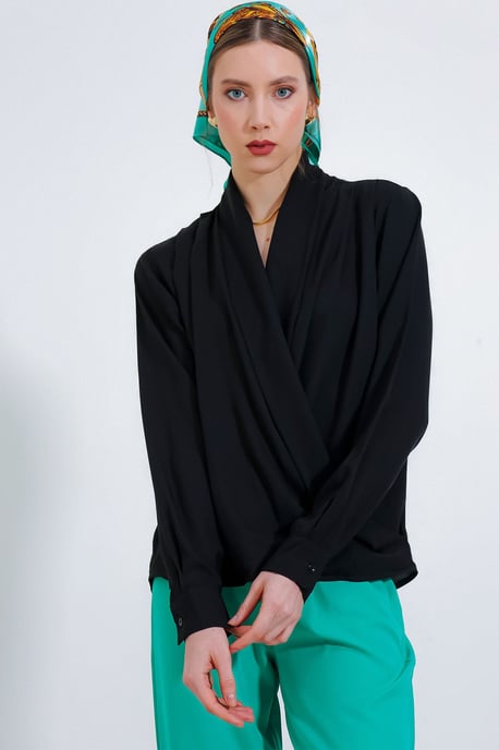 Sjaalkraag Losse Pasvorm Blouse - Image 2
