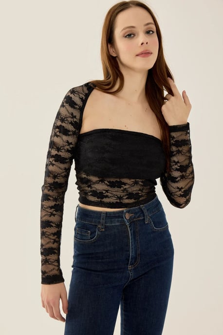 Slim Fit Långärmad Spetstopp - Image 1