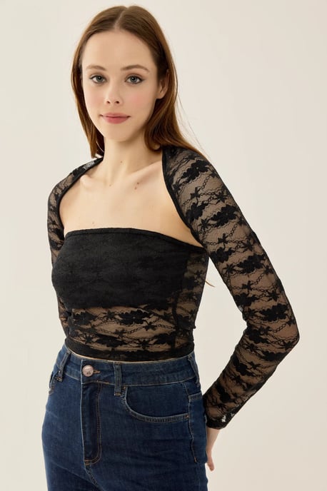 Slim Fit Långärmad Spetstopp - Image 2