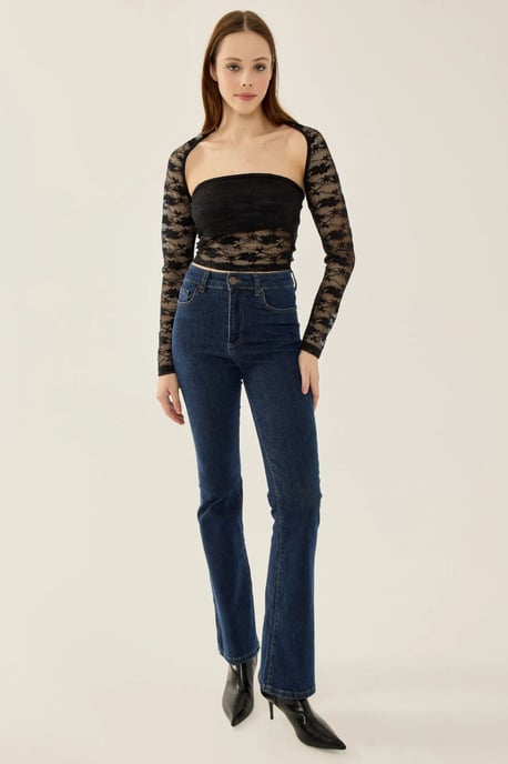 Slim Fit Långärmad Spetstopp - Image 3