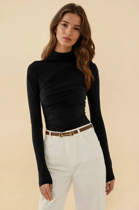 Hoogtraject Hals Drape Detail Blouse - Image 1