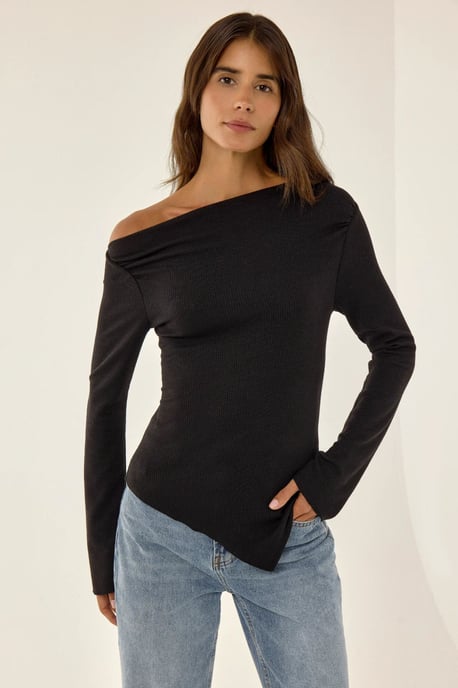 Asymmetrisk Ribbad Topp med Slits - Image 3