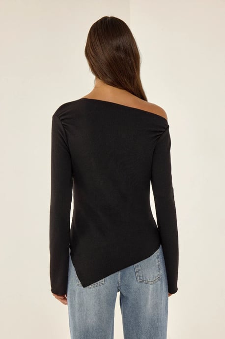 Asymmetrisk Ribbad Topp med Slits - Image 5
