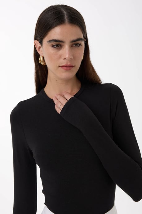 Slim Fit Crew Neck Långärmad Topp - Image 4