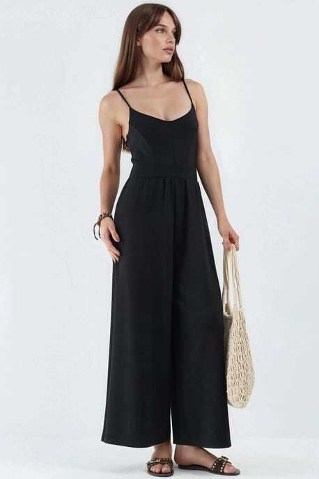 Modal Touch V-Neck Long Knit Jumpsuit - Image 2
