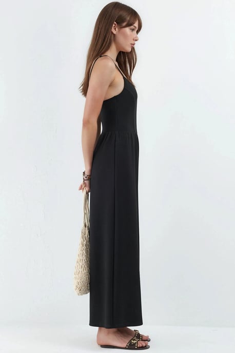 Modal Touch V-Neck Long Knit Jumpsuit - Image 4