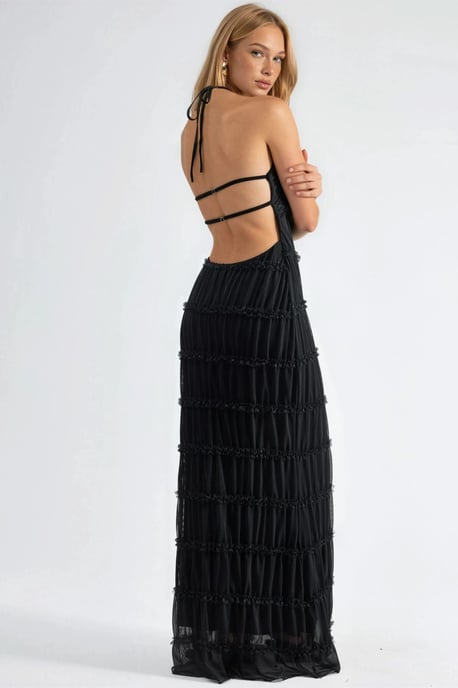 Halter Neck Texturerad Maxiklänning - Image 3