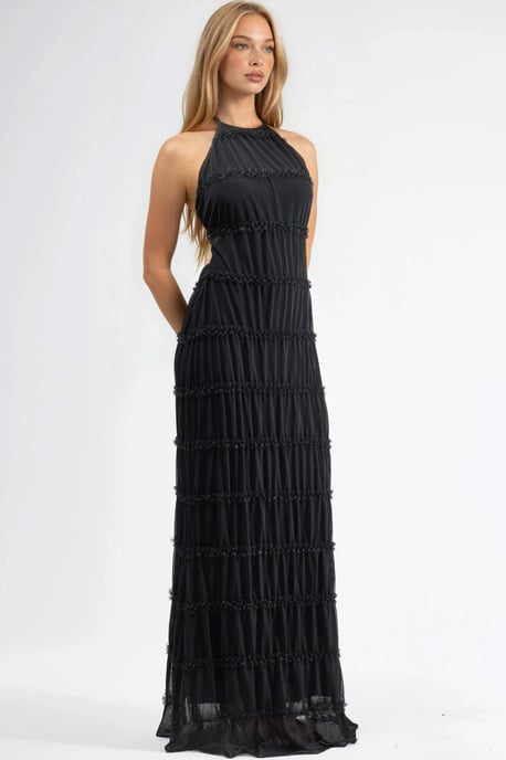 Halter Neck Texturerad Maxiklänning - Image 5