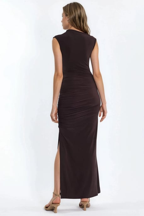 Slit Detaljerad Bodycon Sandy Maxi Klänning - Image 4