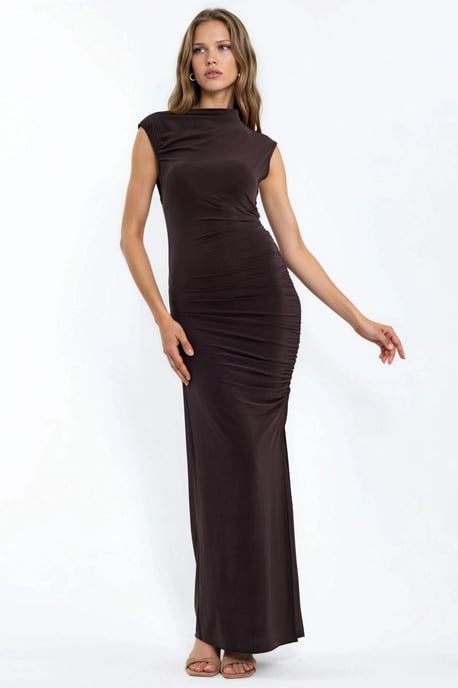 Slit Detaljerad Bodycon Sandy Maxi Klänning - Image 5