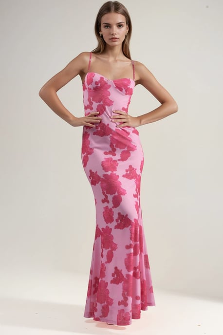 Maxi-jurk met Hartkraag en Bloemenprint - Image 2