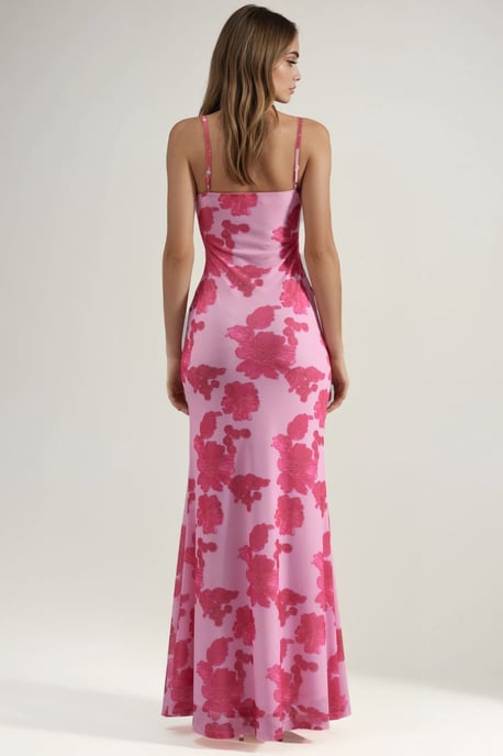 Maxi-jurk met Hartkraag en Bloemenprint - Image 3