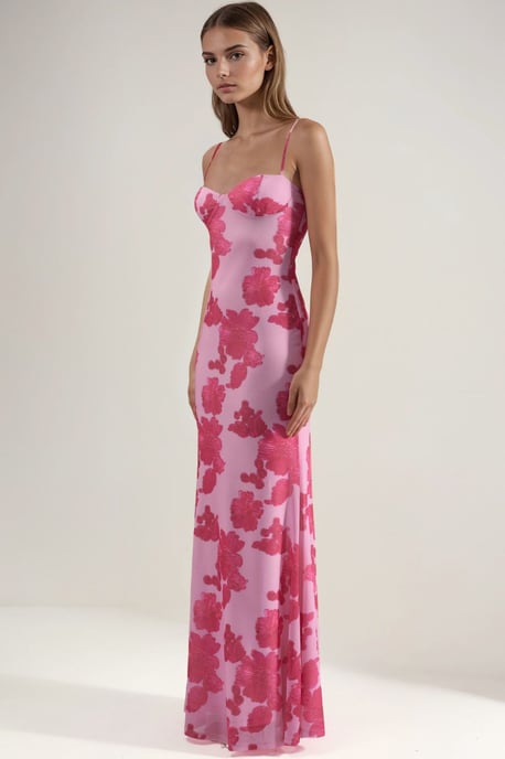 Maxi-jurk met Hartkraag en Bloemenprint - Image 4