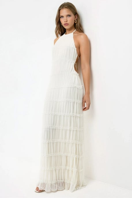 Halter Neck Texturerad Maxi Klänning - Image 2