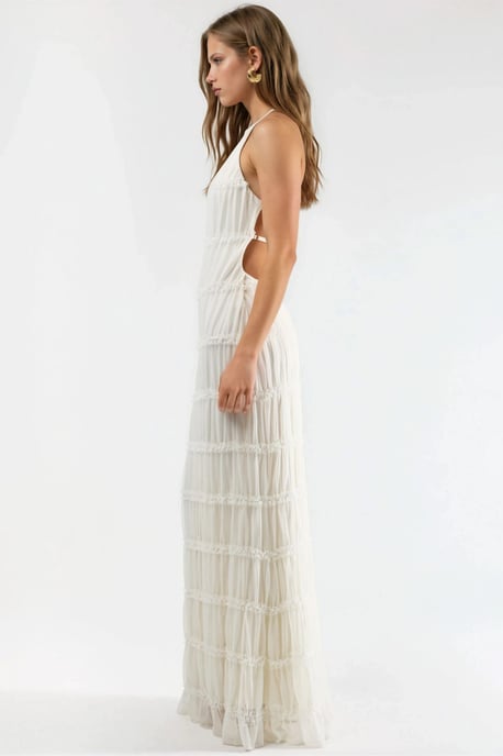 Halter Neck Texturerad Maxi Klänning - Image 3