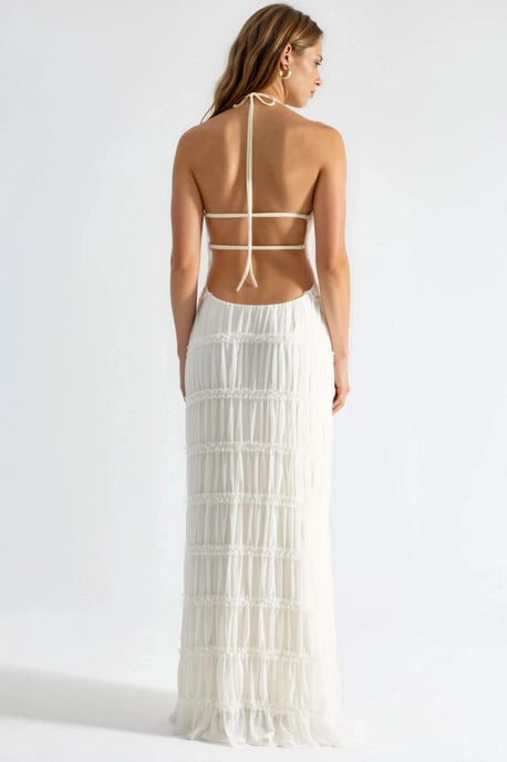 Halter Neck Texturerad Maxi Klänning - Image 4