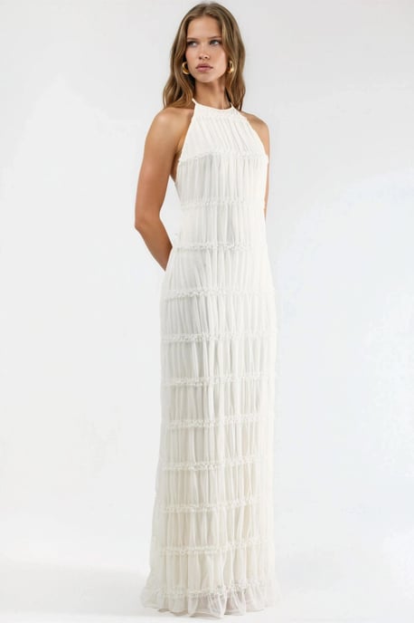 Halter Neck Texturerad Maxi Klänning - Image 5