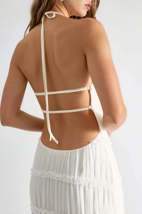 Halter Neck Texturerad Maxi Klänning - Image 6