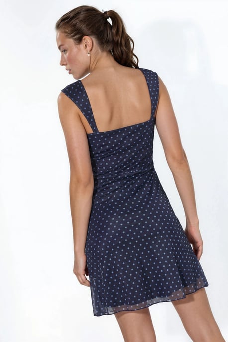 Polka Dots Mini Tulle Jurk met Hart Kraag - Image 3