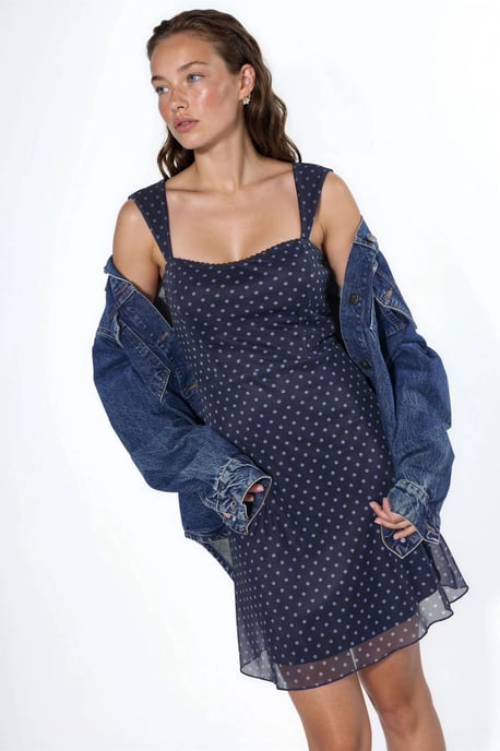 Polka Dots Mini Tulle Jurk met Hart Kraag - Image 5
