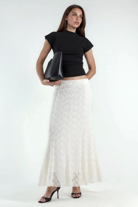 Hoge Taille Kanten Maxi Rok - Image 4
