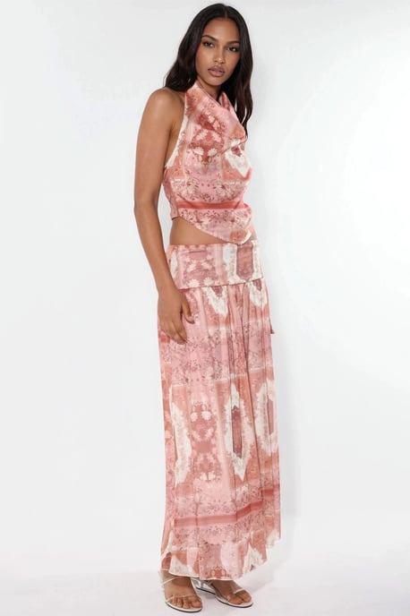 Patroon Hoge Taille Midi Rok - Image 3