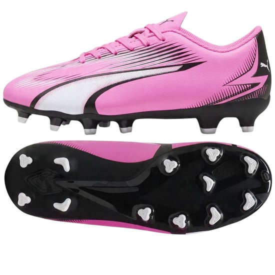 Puma Ultra Play Stevige Grond Voetbalschoenen voor Kinderen/Kinderen (Roze/Zwarte/Wit) - Image 3