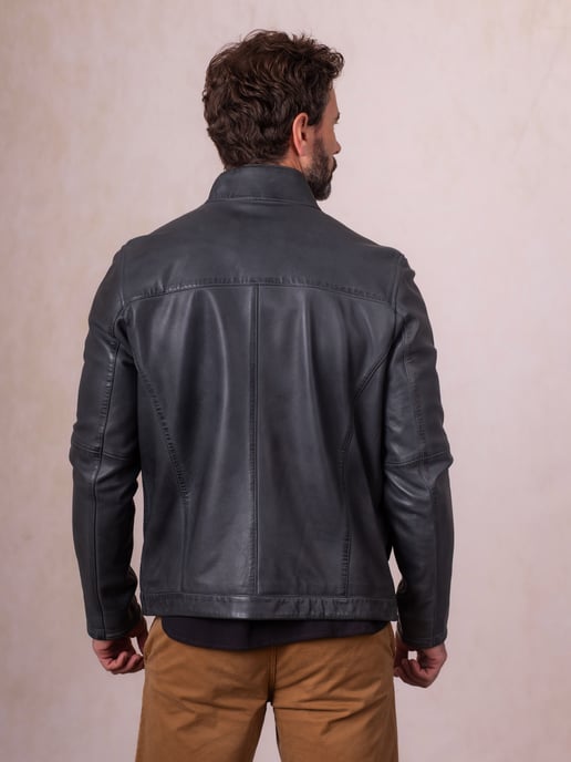 Penton Leather Jacket in Graphite Blue - Image 4