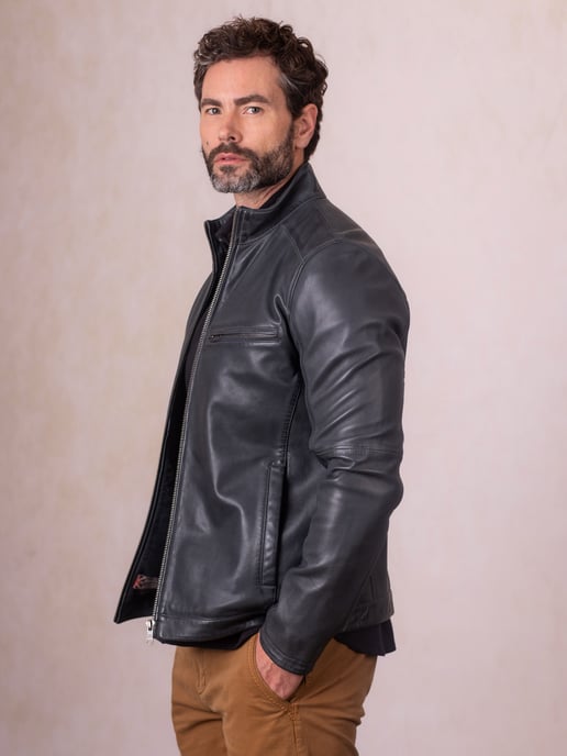 Penton Leather Jacket in Graphite Blue - Image 5