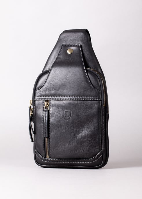 Keswick Leather Sling Bag in Black - Image 3