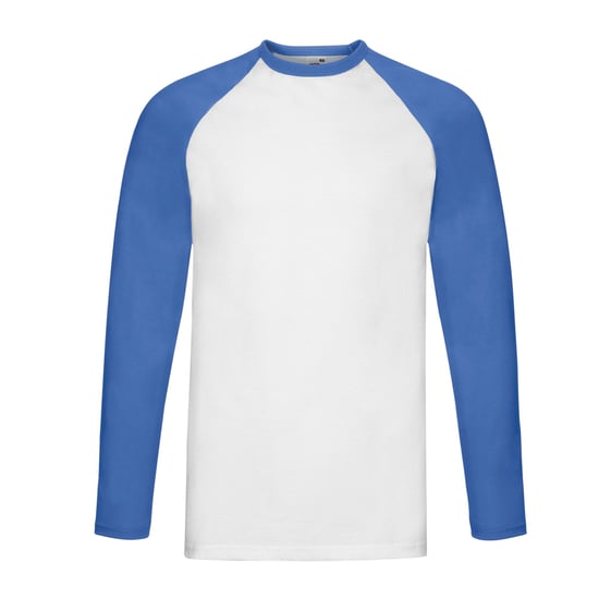 Fruit of the Loom Heren Baseball T-shirt met lange mouwen (Wit/royaal blauw) - Image 1