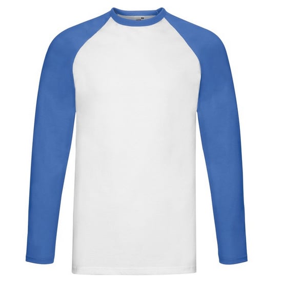Fruit of the Loom Heren Valueweight Baseball T-shirt met lange mouwen (Wit/royaal blauw) - Image 1