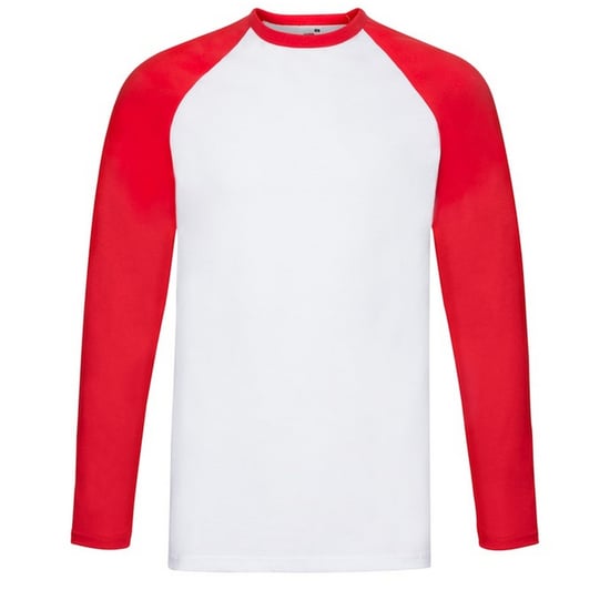 Fruit Of The Loom Mens Valueweight Long-Sleeved Baseball T-Shirt (White/Red) - Image 1