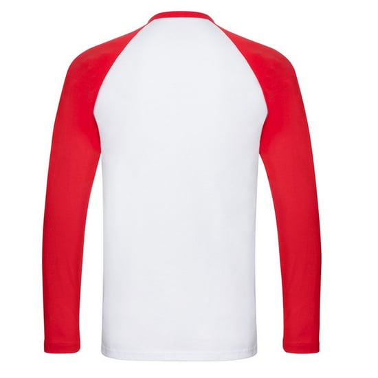 Fruit Of The Loom Mens Valueweight Long-Sleeved Baseball T-Shirt (White/Red) - Image 2