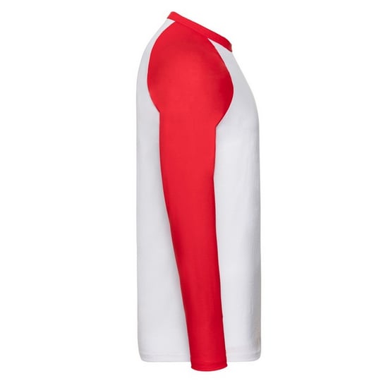 Fruit Of The Loom Mens Valueweight Long-Sleeved Baseball T-Shirt (White/Red) - Image 3