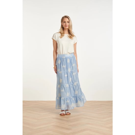 Smashed Lemon Zwierige maxi-rok met geborduurde print en stroken | - Image 2
