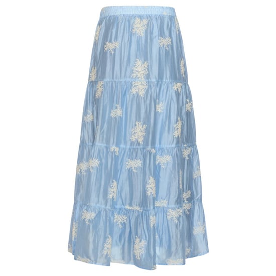 Smashed Lemon Zwierige maxi-rok met geborduurde print en stroken | - Image 5
