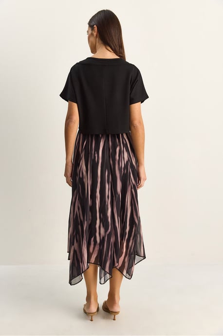 Abstracte Print Boot Hals Midi Jurk - Image 5