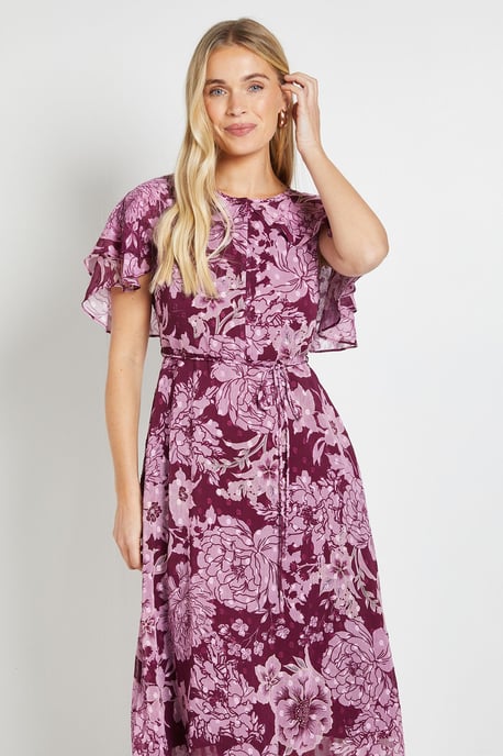 Petite Floral Burn Out Cape Midi Dress - Image 2