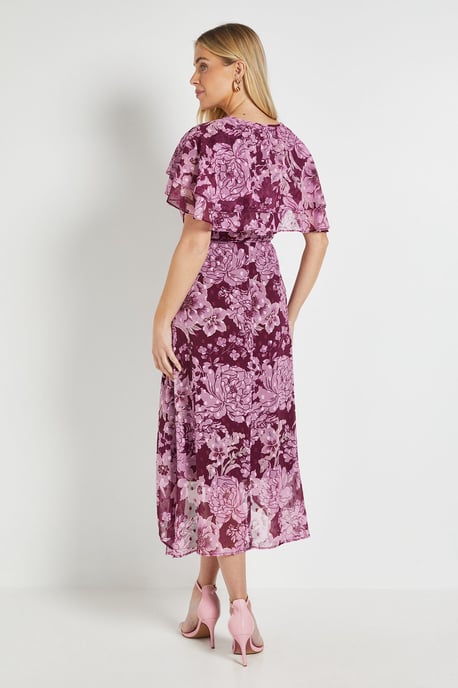 Petite Floral Burn Out Cape Midi Dress - Image 3