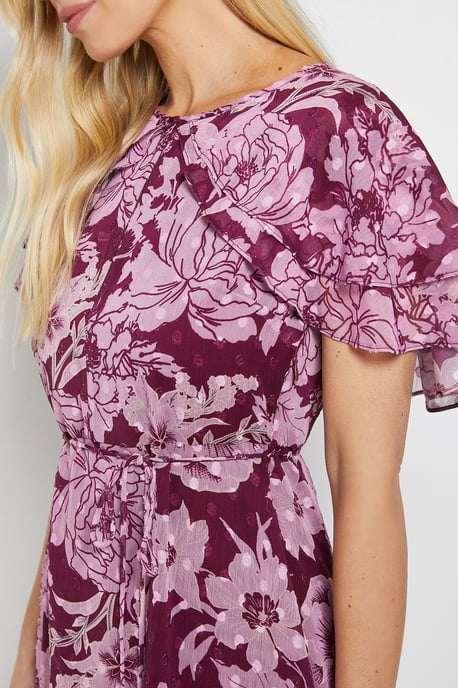 Petite Floral Burn Out Cape Midi Dress - Image 5