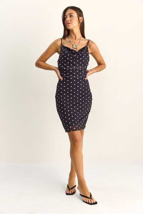 Polka Dot Bodycon Midi-jurk met Sleehals - Image 2