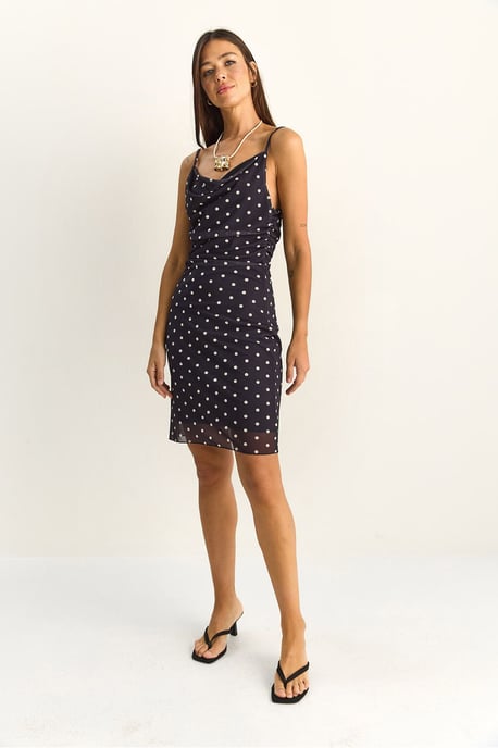 Polka Dot Bodycon Midi-jurk met Sleehals - Image 3