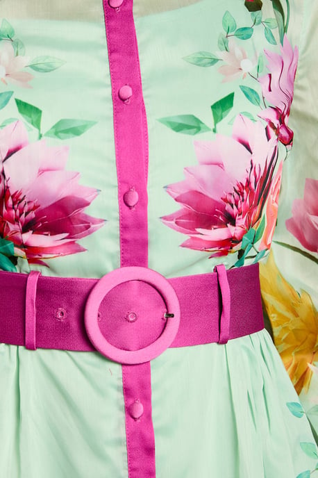 Lisa Tan Organza Printed Shirt Dress - Image 4