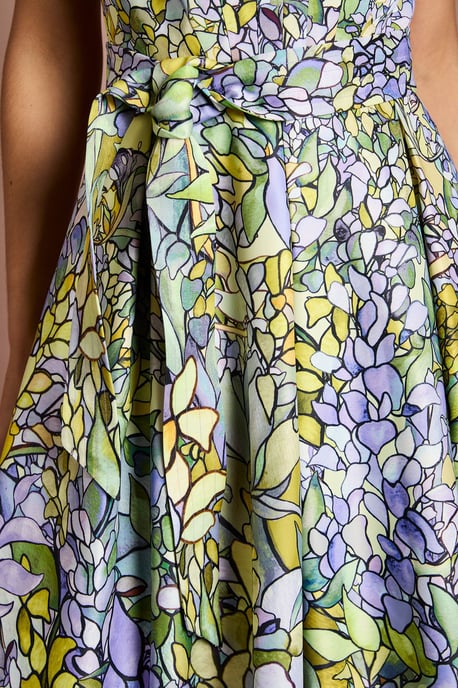 Lisa Tan Floral Printed Full Skirted Midi Dress - Image 5